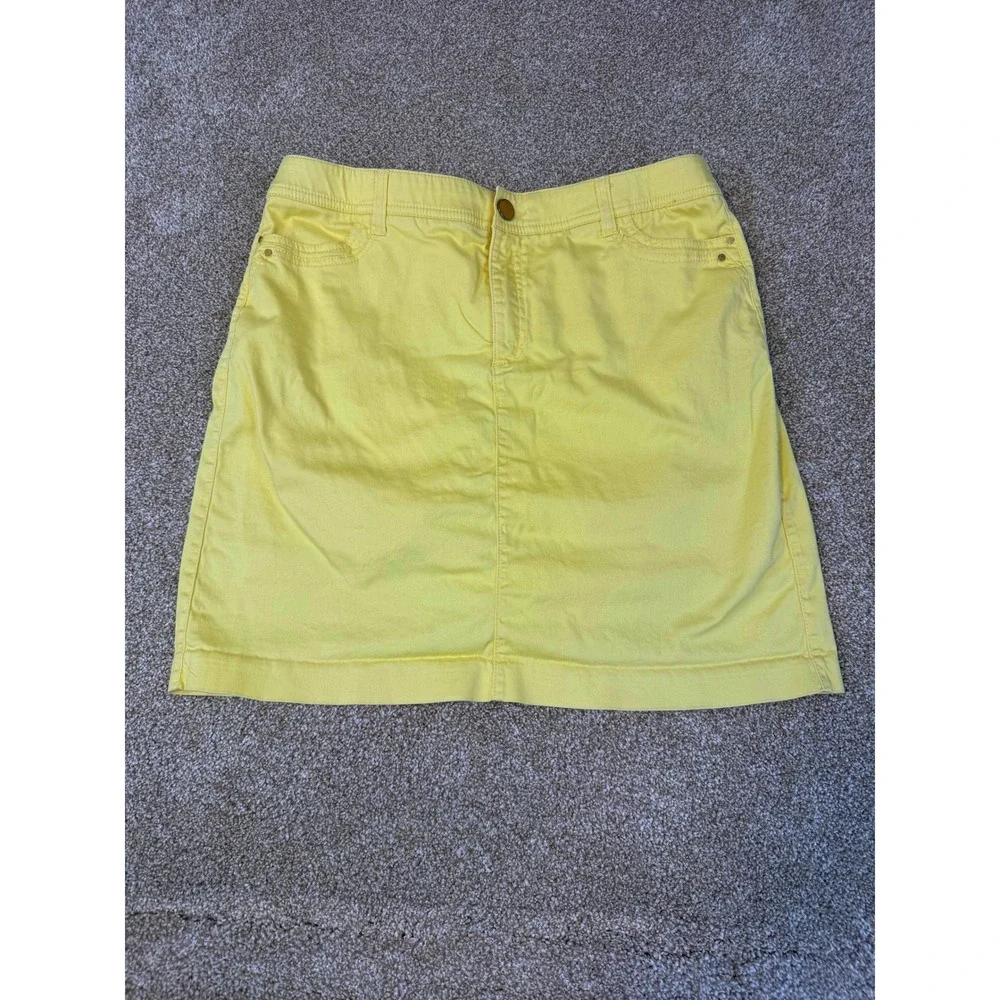 Charter Club Womens Yellow‎ Cotton Blend Skort 10 Mini Skirt Built-in Shorts